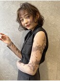 三軒茶屋_レディース_ミディアム_コテ巻き_ハイトーン_コテ巻き