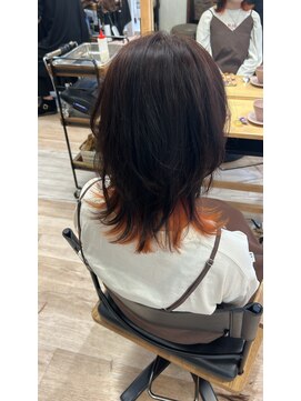 ヘアーサロン オリガミ(Origami) ウルフスタイル×オレンジカラー