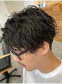 波巻きパーマメンズパーマメンズヘアツーブロックツイストパーマ