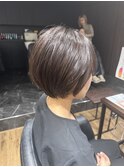 丸みショート　大人可愛い　グレージュ　20代30代40代　八木