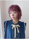 【竹内哉汰】外ハネボブ/ミディアム/ピンクラベンダー/20代