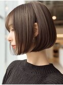 似合わせカット/丸みショートボブ/白髪ぼかし/ボブ/ブラウン