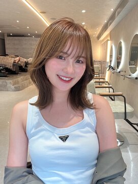 エヌ 大阪梅田茶屋町(enu) 【大阪梅田】オリーブベージュ×韓国風くびれボブ