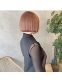 "パツンとボブ×サーモンピンクカラー"  ayumi