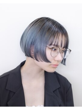 ルプラ ガーデン(le-pla garden) ブルー#ダブルカラー＃切りっぱなしボブ＃ケアブリーチ#豊橋