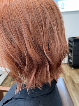リブヘア(LiB hair) アプリコットオレンジx切りっぱなしボブ