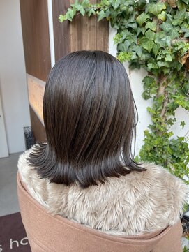 ピークスヘア(peaks hair) 外ハネボブ 艶ボブ 艶感 ボブ ダメージレスカラー