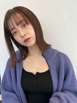 サンド 銀座(sand) 長め外ハネぱつっとボブ☆ナチュラルブラウンベージュ