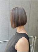 大人ボブ白髪ぼかしハイライトで透明感グレージュ【Yamaki】