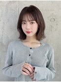 小顔ボブ外ハネラフイメチェンこなれミディアムヘアー