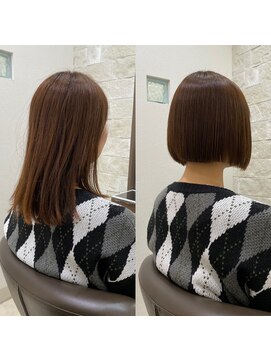 ラ ファブリック 草加(LA FABRIQUE) 【大島】メテオストレート　縮毛矯正　切りっぱなしボブ　草加
