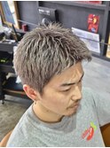 メンズブリーチグレージュシルバーベージュ短髪