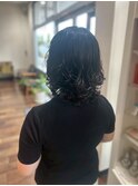 しっとり質感で魅せる◎艶感ショートパーマ/黒髪