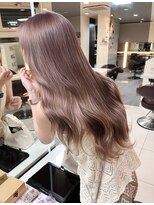 シエル バイ ケンジ 登戸 生田(CIEL by KENJE)&nbsp;ブリーチカラー/ピンクベージュ/韓国巻き/ウェーブヘア