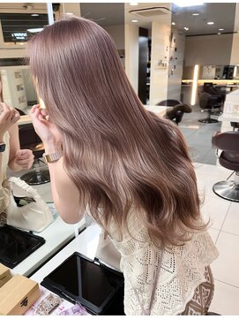 シエル バイ ケンジ 登戸 生田(CIEL by KENJE) ブリーチカラー/ピンクベージュ/韓国巻き/ウェーブヘア