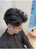 メンズ/マッシュパーマ/ウルフ/アッシュブラック/カルマパーマ