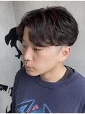 毛流れセンターパートニュアンスパーマ刈り上げマッシュ