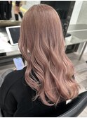 渋谷ブリーチカラーハイトーンピンクベージュレイヤーカット韓国