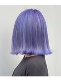 派手髪 ロブ ラベンダーピンク 紫 ハイライト 外人風カラー