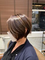 ボタニカル(BOTANICAL) 大人ショートボブ斜めバングオレンジブラウン30代40代50代