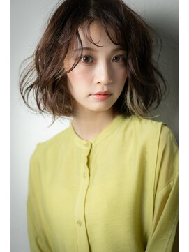 モッズヘア 越谷(mod's hair) オンブレハイライトエアリーカール大人ボブw越谷20代30代40代