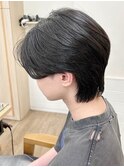 韓国マッシュセンターパート×黒髪ツーブロック襟足残し[メンズ]