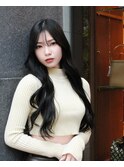 うる艶ブルーブラック/ロングヘアスタイル/顔周りカット