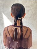 結婚式お呼ばれタイトツイン編み／ヘアセット/タイト系/アレンジ
