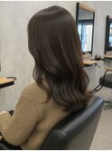 柔らか質感セミロングウェーブ×オリーブブラウン