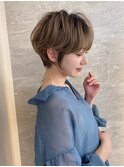 マロンベージュ/ショート/前髪/レイヤー/髪質改善/縮毛矯正/池袋
