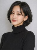 黒髪 大人ボブ 顔周りカット ショートボブ 20代 30代
