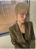 マッシュショート×ホワイトブロンド【高崎】