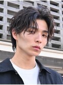 原宿フェザーショートシャドウパーマセンターパートウルフゆるめ