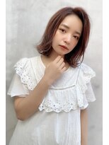 【shige】耳掛けウエーブパーマフォギーベージュスリークボブ