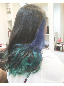 ルーシー(LUCY) ブラック×ブルー&グリーンインナーグラデーションカラー