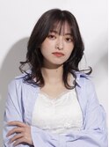 レイヤーミディアム、くびれミディアム、顔まわりカット、韓国風