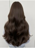 マロンベージュ　ブリーチなし　レイヤーカット　海外風
