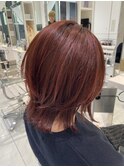 レイヤーカット×レッドカラー