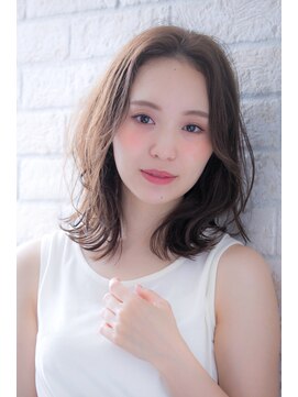 エルデ ナインズ ヘアー スタンド 川口店(elde 9's HAIR STAND) ヴェールウェーブブルージュカラーかきあげバングローレイヤー