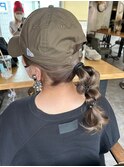 キャップ×紐アレンジ
