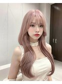 【韓国風】韓国風顔周りカット+ホワイトピンクカラー