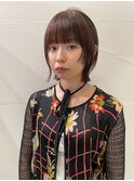 ブリーチなしカラー ココアブラウン ウルフカット透明感カラー