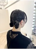 編み込みツインアップ