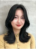 韓国風レイヤーカット顔まわりくびれオルチャン堀江