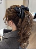 ふわふわポニーテール《リボンヘアセット結婚式ヘア》