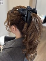 ふわふわポニーテール【リボンヘアセット結婚式ヘア】