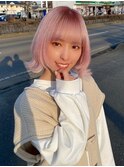 ミニウルフチェリーブラウンホワイトグレージュフェザーパーマ