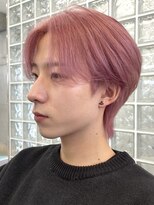 サンクマーケット 渋谷(cinq MARKET) 韓国メンズピンクベージュミルクティーカラーセンターパートヘア