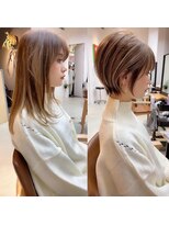 ラフ 立川(Laff)&nbsp;ショートヘアショートボブ白髪ぼかしハイライトカラーボブ