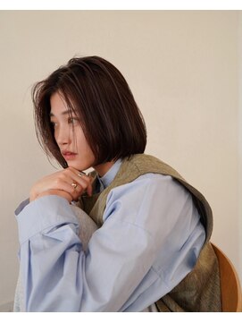 オルセン(OLSEN) 前髪なしボブ/ワンカールボブ/ブラウン/ボブ/センターパート